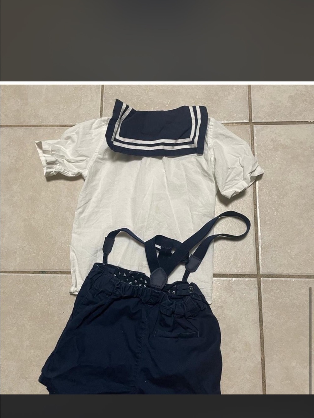 Navy and White Sailor Top and Shorts Set size 1.5-2y - Picture 3 of 4